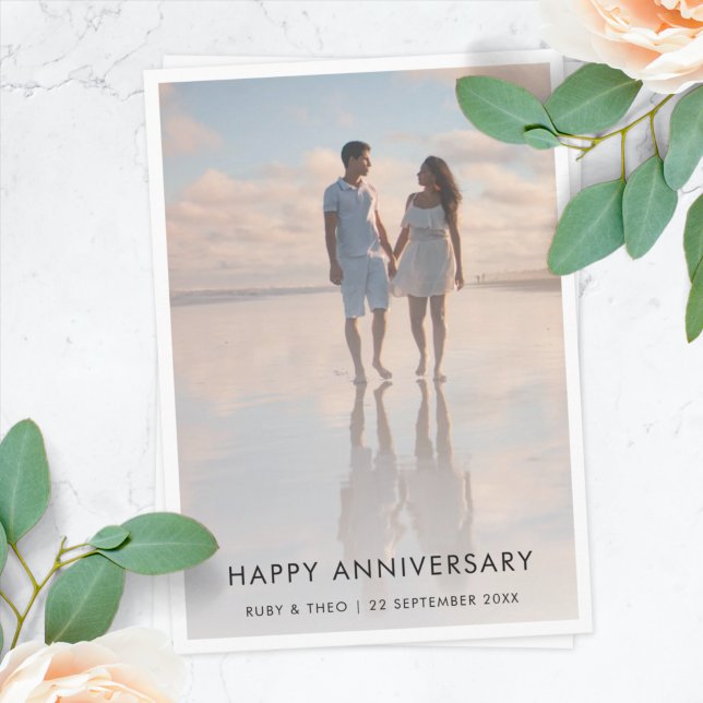 Anniversary Photo Card | Elegant Minimal 5x7 Flat (Creator Uploaded)