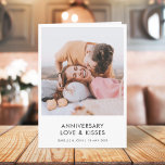 Anniversary Photo Card | Modern Minimal 5x7 Folded<br><div class="desc">Simple, stylish custom photo Anniversary card with modern minimalist typography and a simple white border. The photo and text can easily be personalized for a design as unique as your loved one! The image shown is for illustration purposes only to be replaced with your own photo. The placeholder image is...</div>