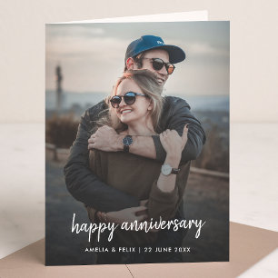 Anniversary Photo Card   Modern Stylish 5x7 Folded