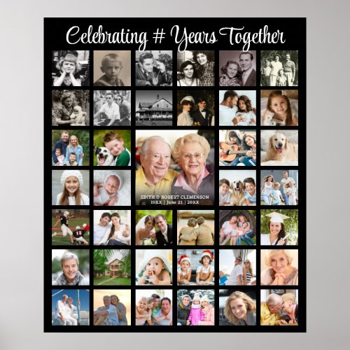 Anniversary Photo Collage 39 Pictures Custom Black Poster