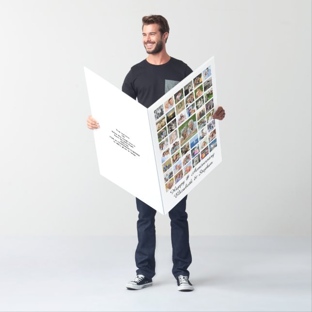 Anniversary Photo Collage 47 Pictures Custom Text Card (In Situ)