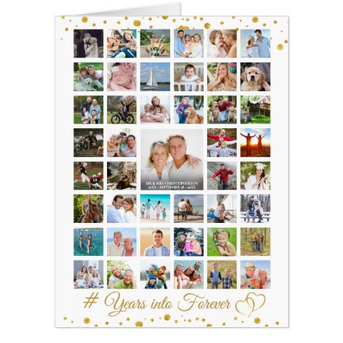 Anniversary Photo Collage YEARS INTO FOREVER Card