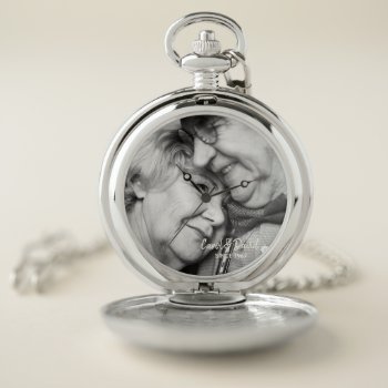 Anniversary Photo. Customizable Names And Year. Pocket Watch by produkto at Zazzle