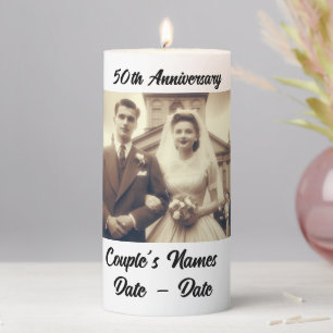 Anniversary Photo Design 6 inch Pillar Candle