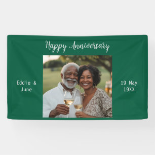 Anniversary Photo Modern Banner Green