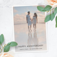 Anniversary Photo Modern Stylish Husband Wife Card