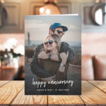 Anniversary Photo | Modern Trendy Stylish Script Card<br><div class="desc">Simple, stylish custom photo Happy Anniversary card with modern minimalist handwritten script typography and a simple black gradient. The photo and text can easily be personalized for a design as unique as your special husband, wife, partner or for a happy couple! The image shown is for illustration purposes only to...</div>
