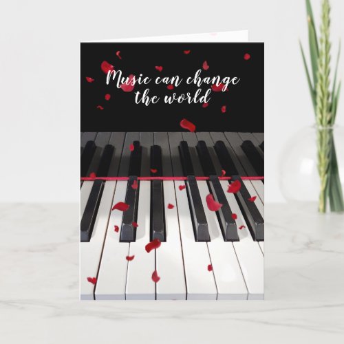 Anniversary Piano Keyboard with Rose Petals Card