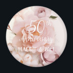 Anniversary pink floral custom script wedding  magnet<br><div class="desc">Anniversary pink floral custom script wedding.</div>