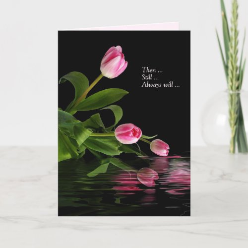 Anniversary pink tulips in water card