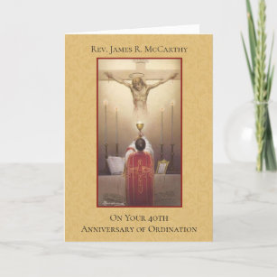 ANNIVERSARY PRIEST ORDINATION HOST CRUCIFIX CARD
