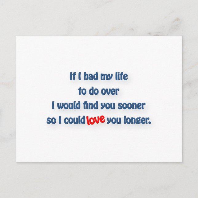 Anniversary Quote - If I had my life do over I wo… Postcard (Front)