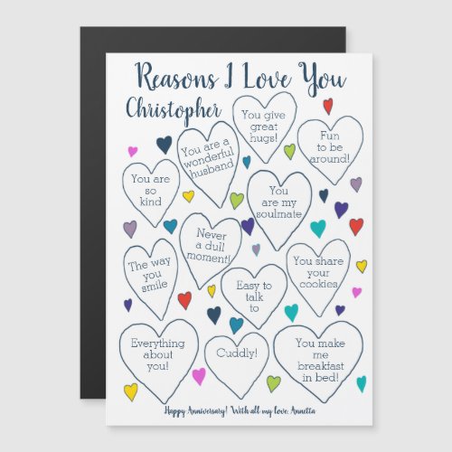 Anniversary Reasons I Love You Personalized Magnet