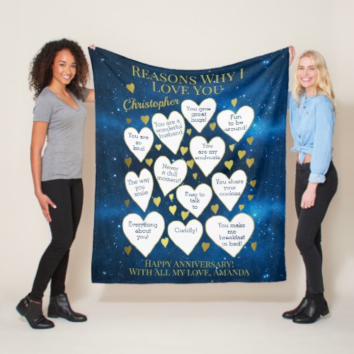 Anniversary Reasons Why I Love You Fleece Blanket