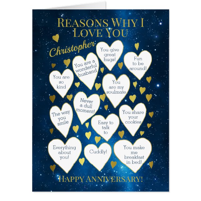 Anniversary Reasons Why I Love You Oversized Card (Front)