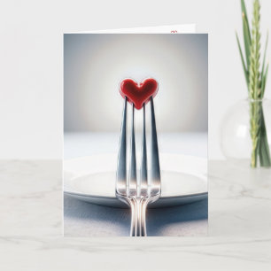 Anniversary Red Heart On a Fork Card