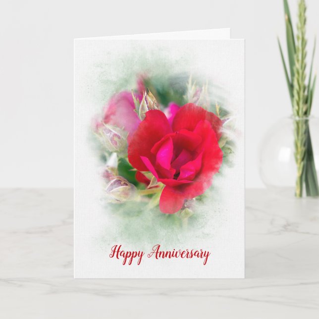 Anniversary Red Rose  Card (Front)
