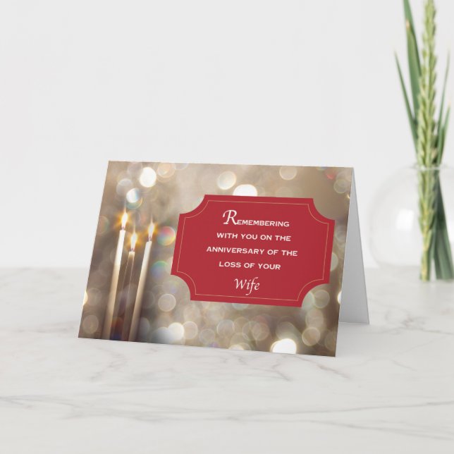 Anniversary Remembrance of Wife Christmas Candle Card (Front)