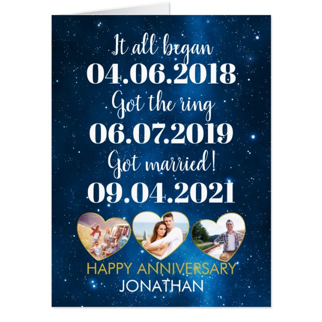 Anniversary Romantic Moments Dates Jumbo Card (Front)