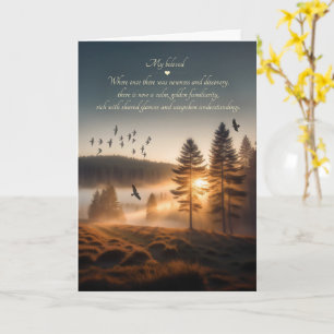 Anniversary Romantic Sunrise Pines and Birds Card