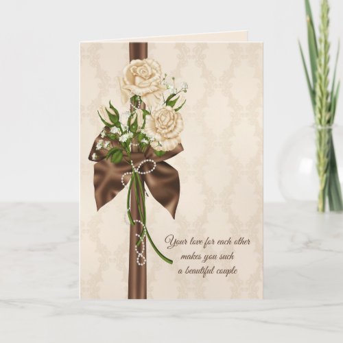 anniversary rose bouquet on damask card