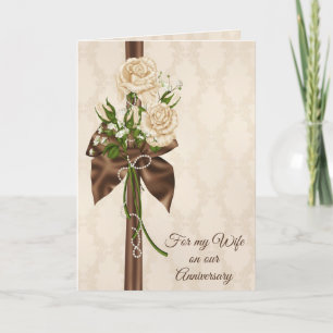 Anniversary Roses On Damask Card
