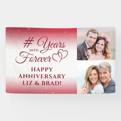 Anniversary Ruby Hearts YEARS INTO FOREVER Banner
