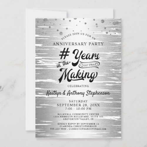 Anniversary Silver Black  YEARS IN THE MAKING Invitation
