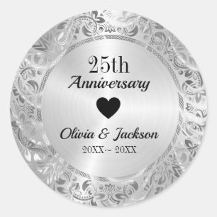 Anniversary Silver Classic Round Sticker