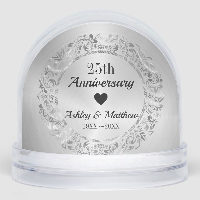 Anniversary Silver Frame Snow Globe (Front)