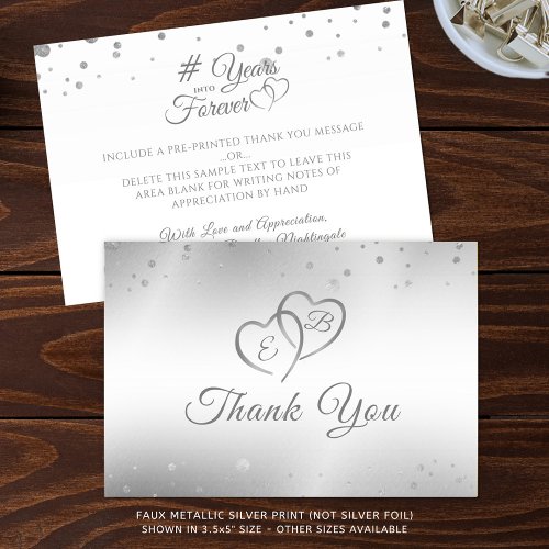 Anniversary Silver Hearts Years Into Forever Thank You Card
