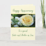 Anniversary Sister And Brother In Law Yellow Rose Card at Zazzle