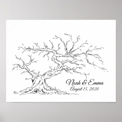 Anniversary Sketched Fingerprint Tree Poster