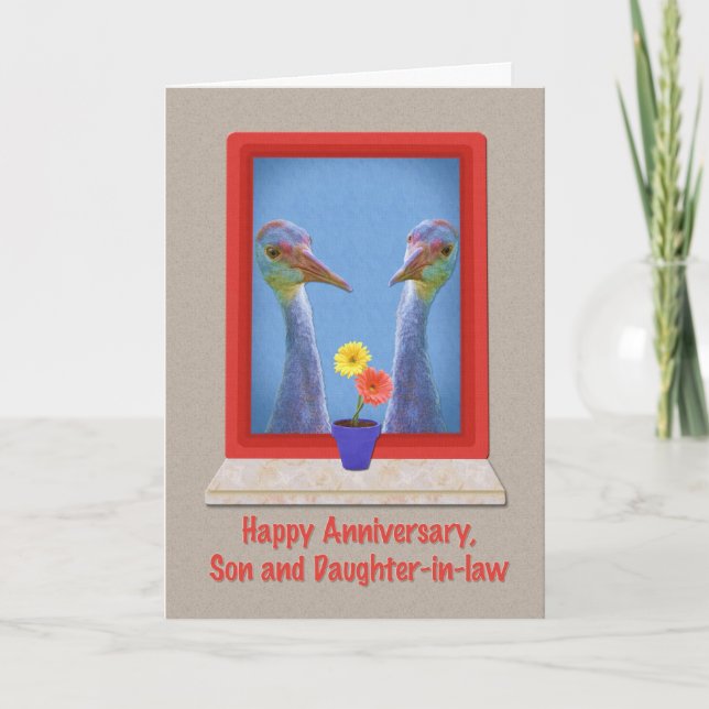 Anniversary, Son and Daughter-in-law, Cranes Card (Front)