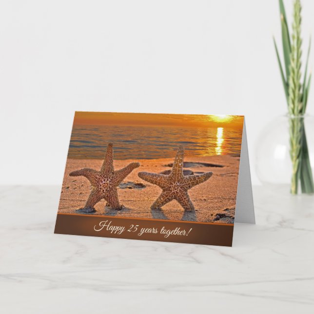 Anniversary Starfish on Sunset Beach Card (Front)