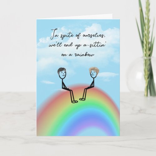 Anniversary Stick Figure Couple On a Rainbow Card