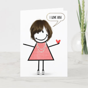 Anniversary Stick Figure Girl With Speech Bubble Card