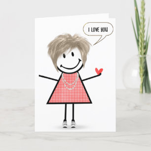 Anniversary Stick Figure Girl With Speech Bubble Card