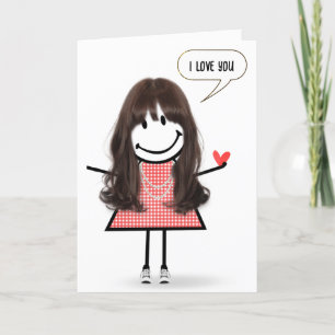 Anniversary Stick Figure Girl With Speech Bubble Card