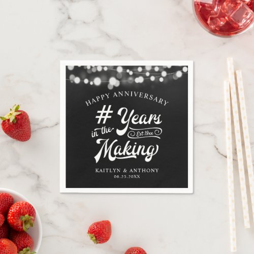 Anniversary String Light YEARS IN THE MAKING Black Napkins