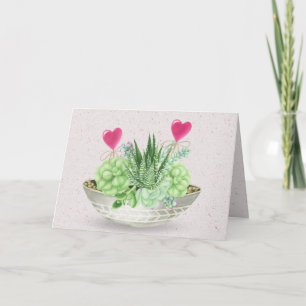 Anniversary Succulent Plant on Terrazzo  Card