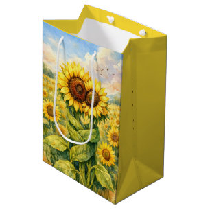 Anniversary Sunflowers Hugging Each Other Medium Gift Bag
