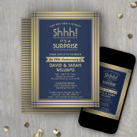 Anniversary Surprise Party Shhh! Navy Blue & Gold