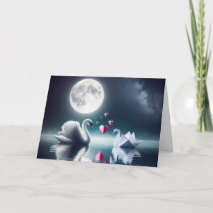 Anniversary Swan With Origami Bird Card