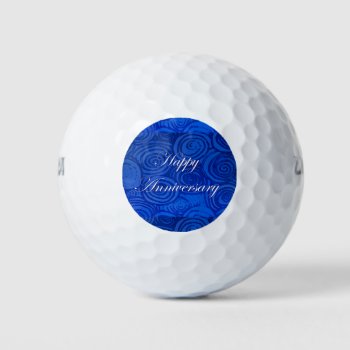 Anniversary Swirls Blue  Golf Balls by BlakCircleGirl at Zazzle