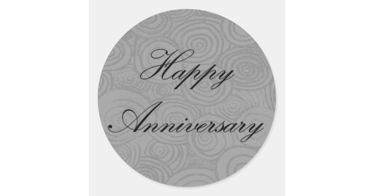 Anniversary Swirls Classic Round Sticker | Zazzle