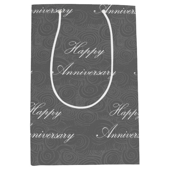 Anniversary Swirls Dark Silver  Medium Gift Bag (Front)