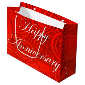 Anniversary Swirls Red Large Gift Bag by BlakCircleGirl at Zazzle