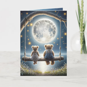 Anniversary Teddy Bears On a Swing Card