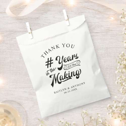 Anniversary Thank You YEARS IN THE MAKING Black Favor Bag